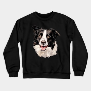 Border Collie Watercolor Portrait Crewneck Sweatshirt